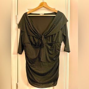 Kiyonna Ruched Polka Dot Blouse